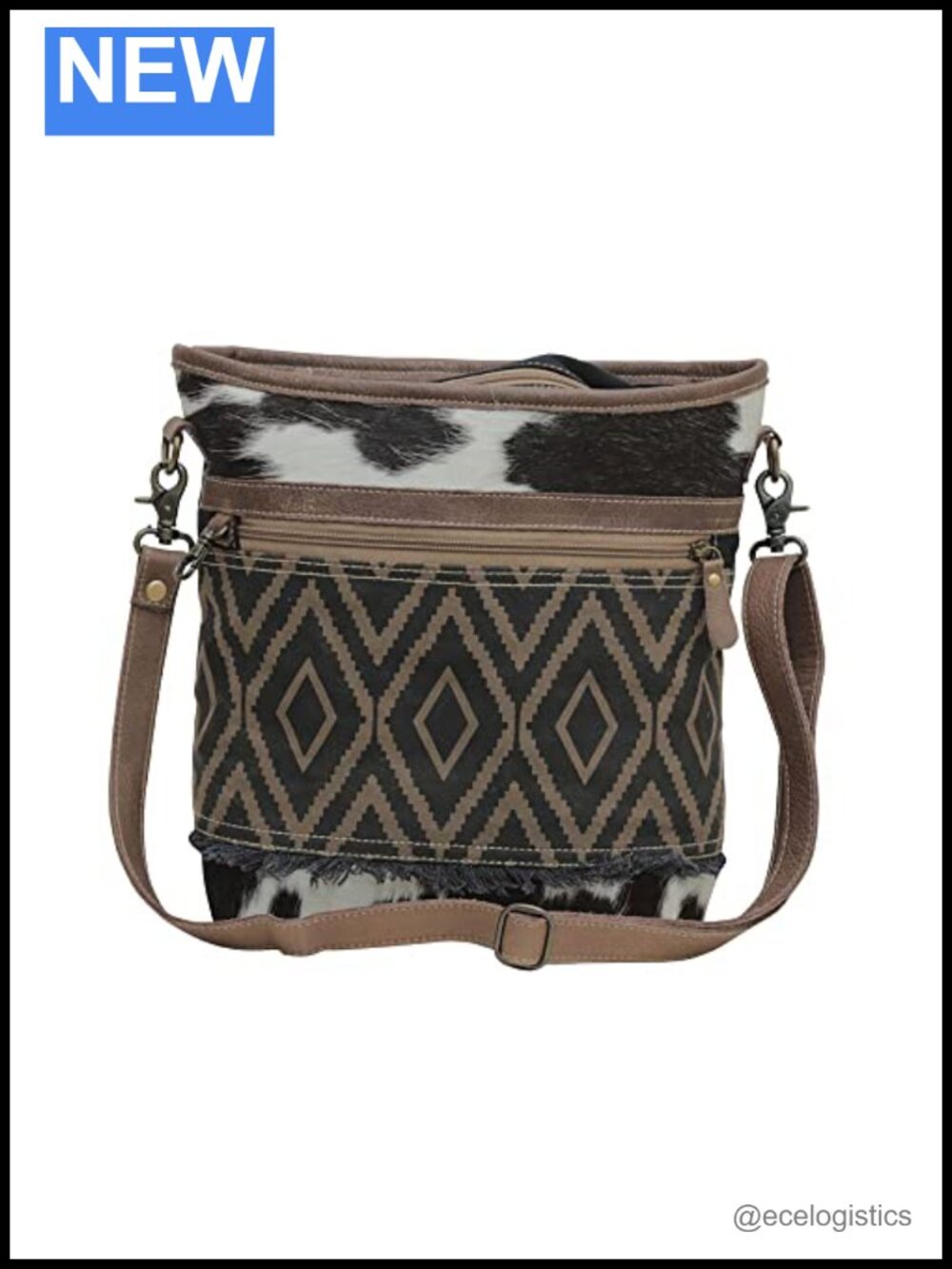 Upcycled Canvas Leather Western Shoulder Bag for Women Handcrafted Crossbody